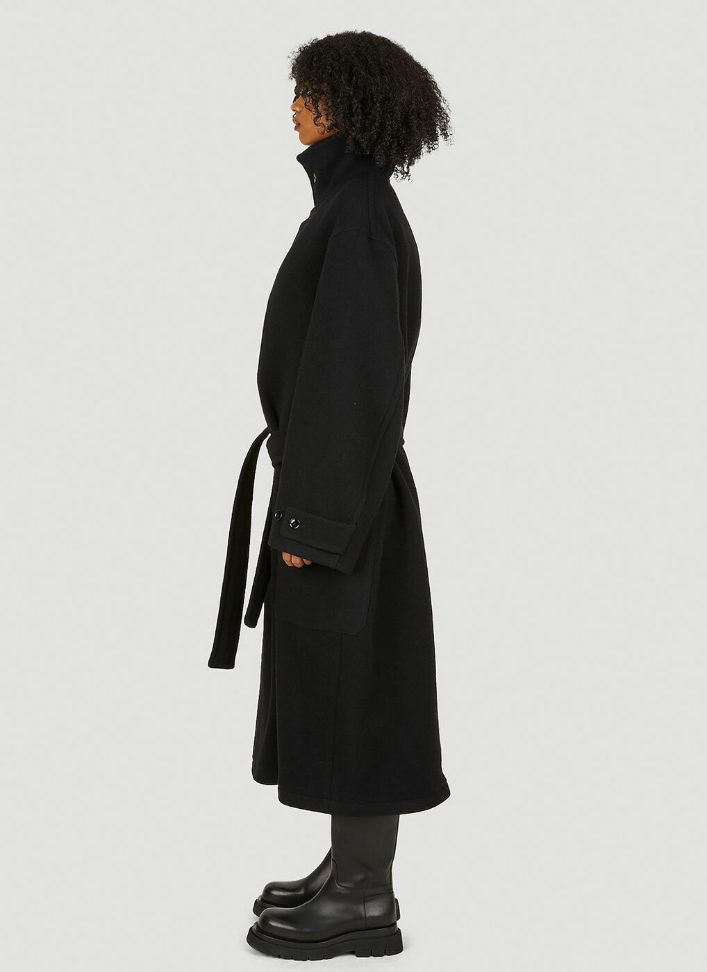 Wrap Coat in Black Lemaire