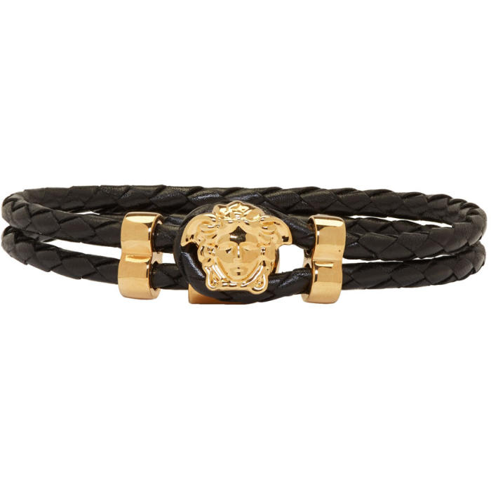 Versace Black Leather Medusa Bracelet Versace