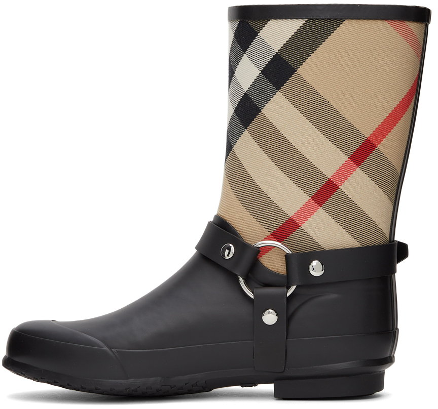 Burberry Black Vintage Check Zane Rain Boots Burberry