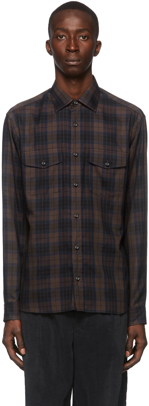 Z Zegna Brown \u0026 Blue Check Shirt Z Zegna