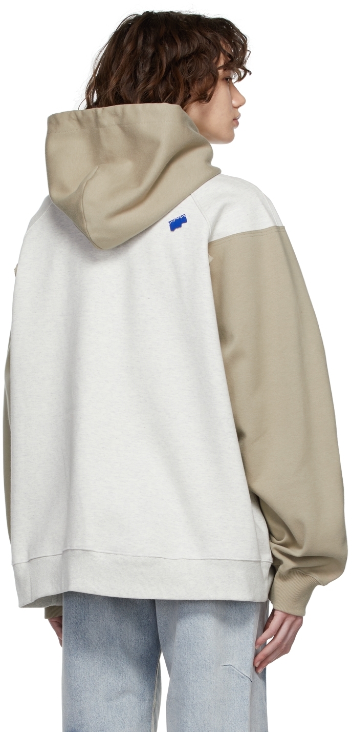 ADER error Beige & Grey Sculpture Logo Hoodie ADER error