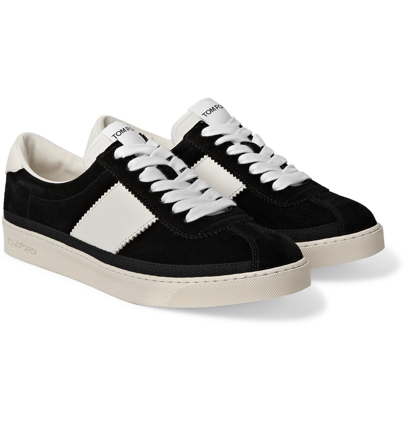 TOM FORD - Bannister Leather-Trimmed Suede Sneakers - Black TOM FORD
