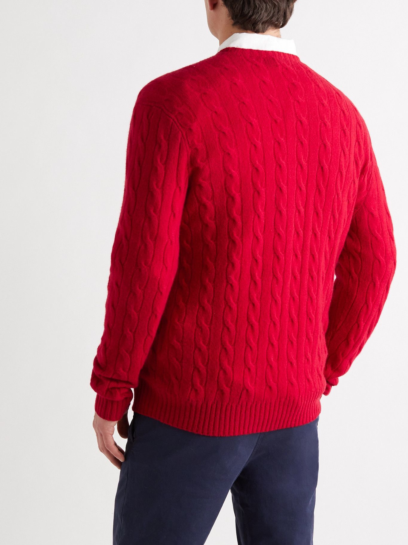Polo Ralph Lauren - Cable-Knit Wool and Cashmere-Blend Sweater - Red Polo  Ralph Lauren