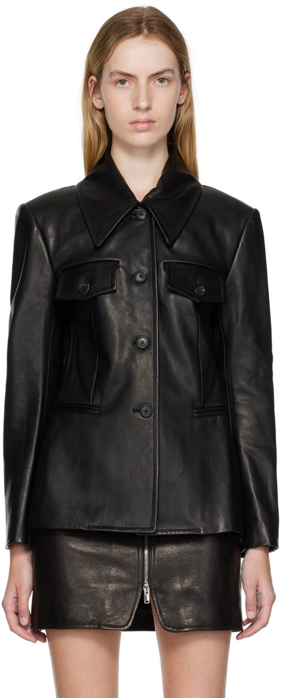 Photo: KHAITE Black 'The Turley' Leather Jacket