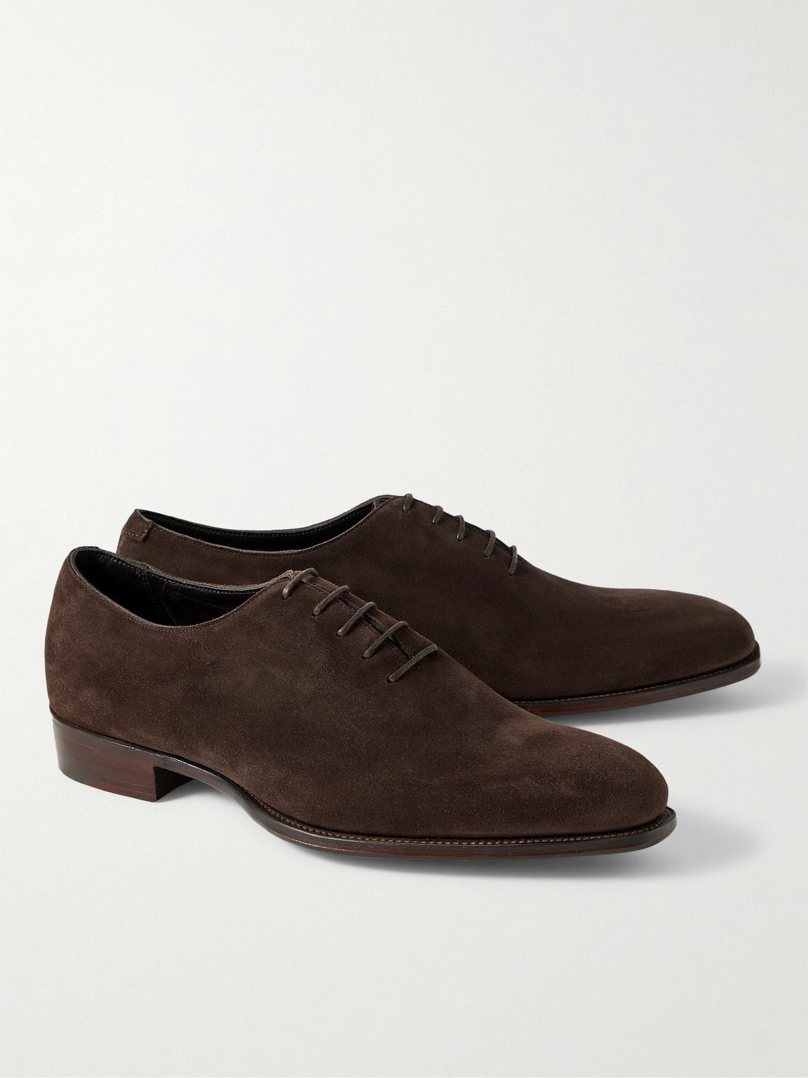 George Cleverley - Merlin Whole-Cut Suede Oxford Shoes - Brown George ...