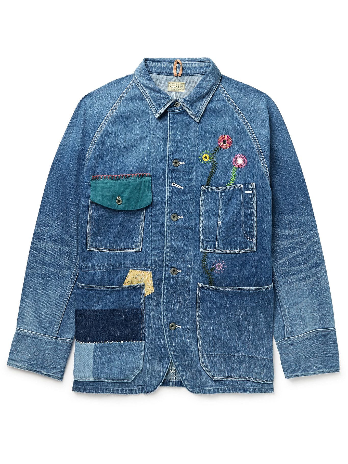 KAPITAL - Appliquéd Embellished Denim Jacket - Blue KAPITAL