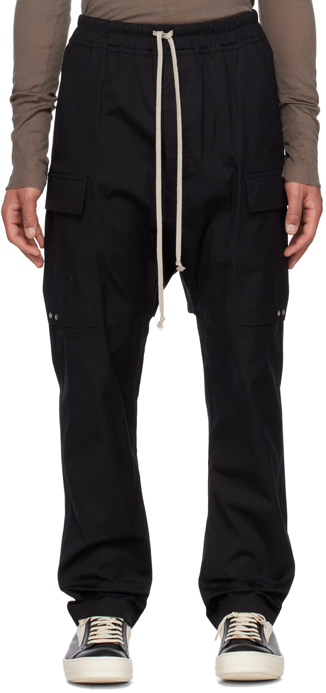 Rick Owens Black Long Cargo Pants Rick Owens