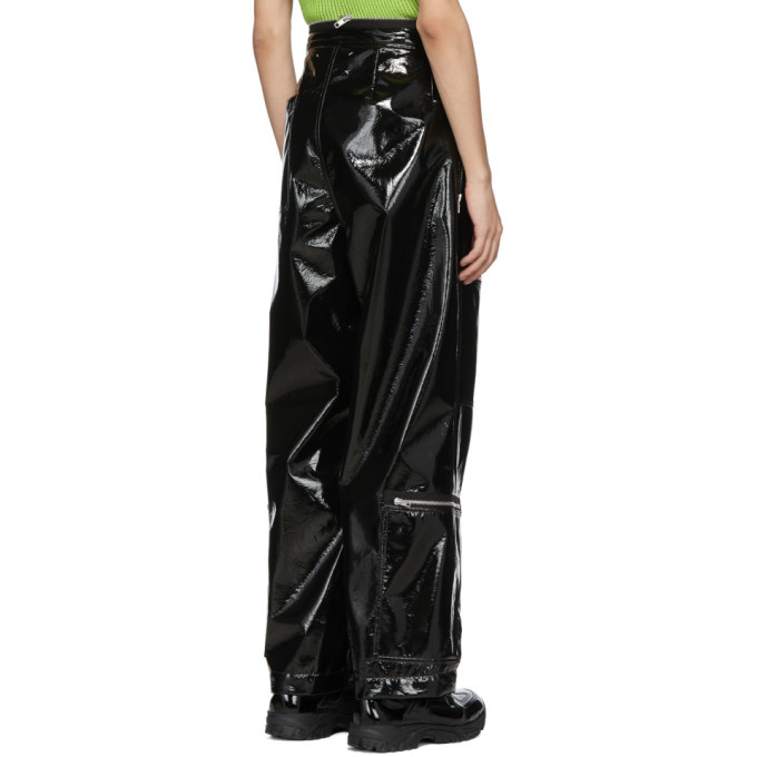 Maison Margiela Black Shiny Coated Zip Trousesr Maison Margiela