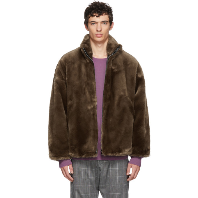 Sulvam Brown Faux-Fur Jacket Sulvam