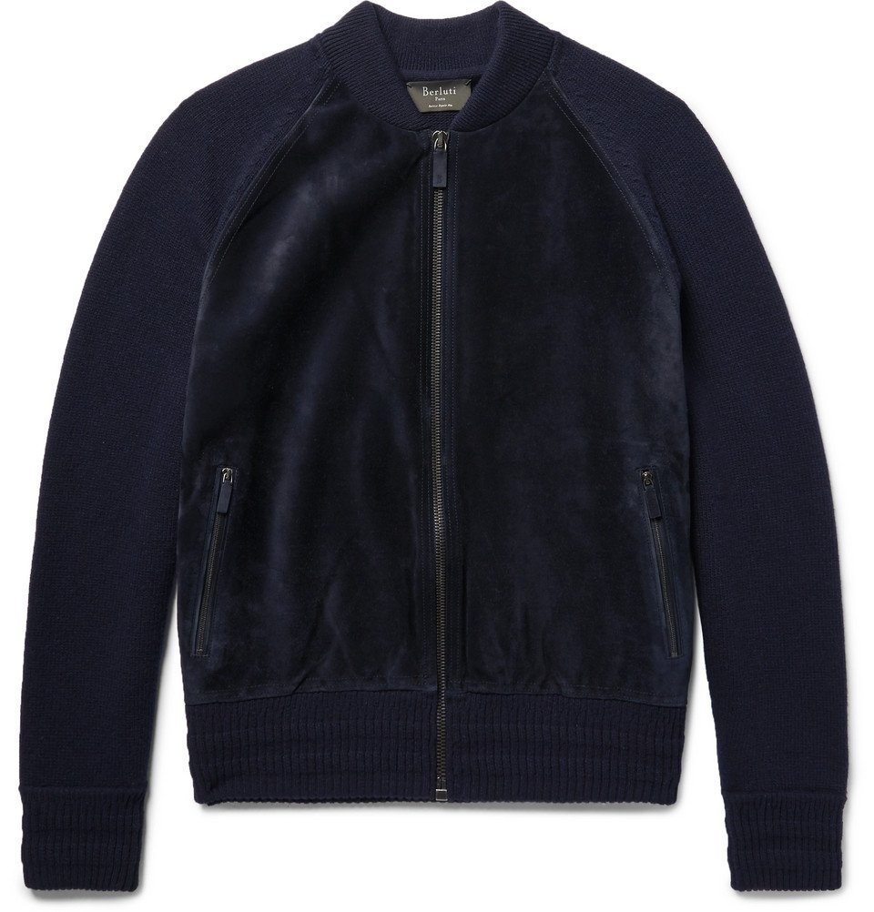 Berluti - Suede-Panelled Wool and Cashmere-Blend Bomber Jacket - Men ...