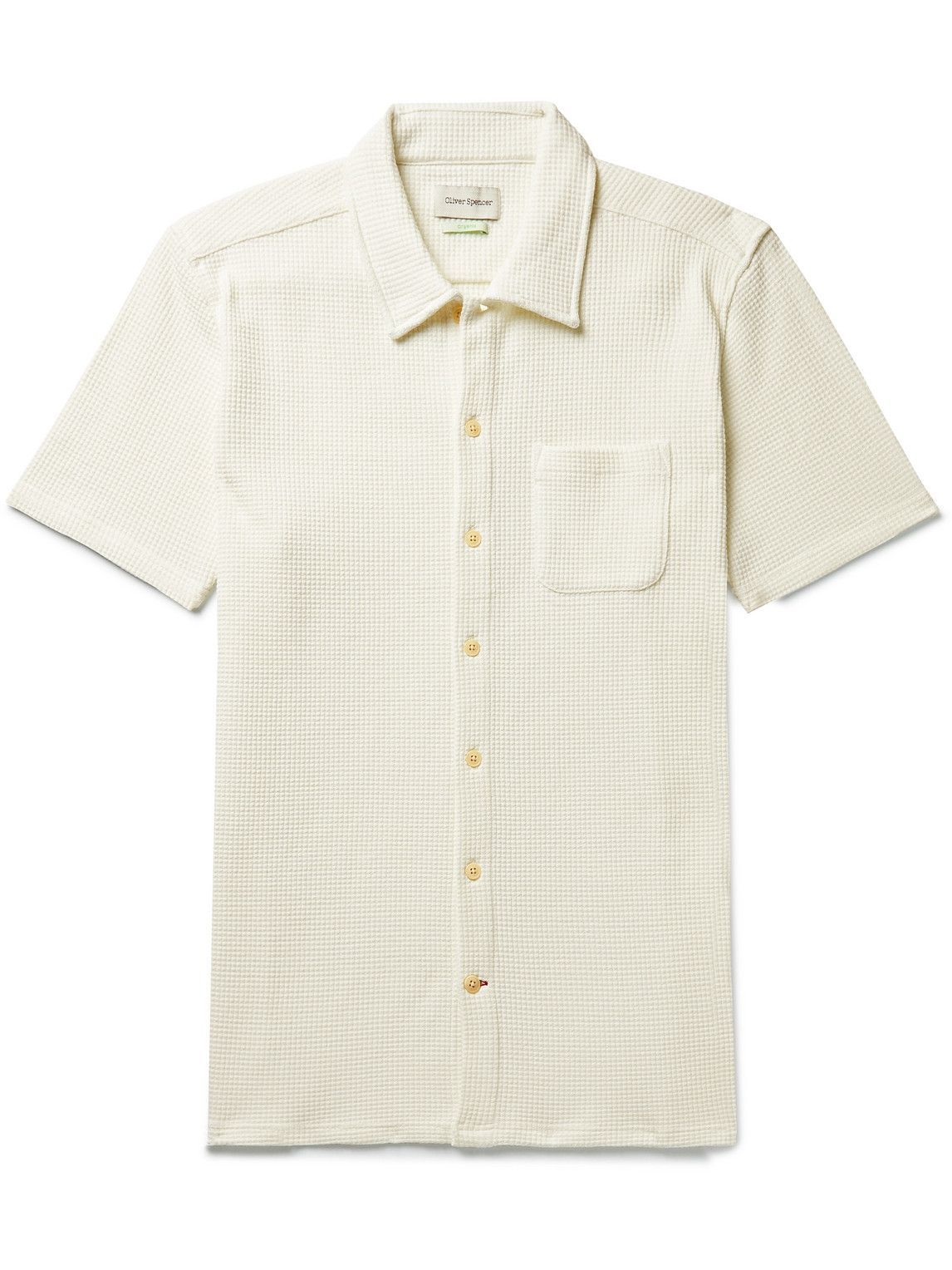 Oliver Spencer - Riviera Waffle-Knit Organic Stretch-Cotton Shirt - Neutrals