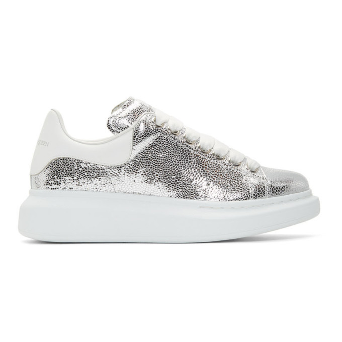 Alexander McQueen Silver and White Oversized Sneakers Alexander 
