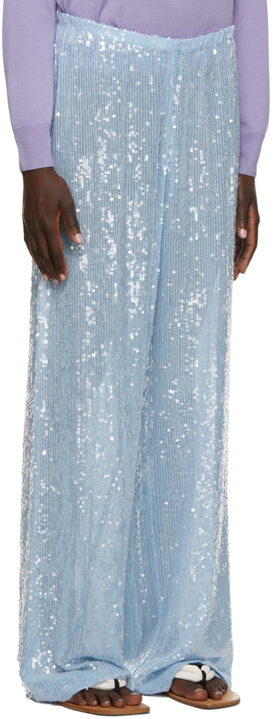 Dries Van Noten Blue Sequin Wide-Leg 