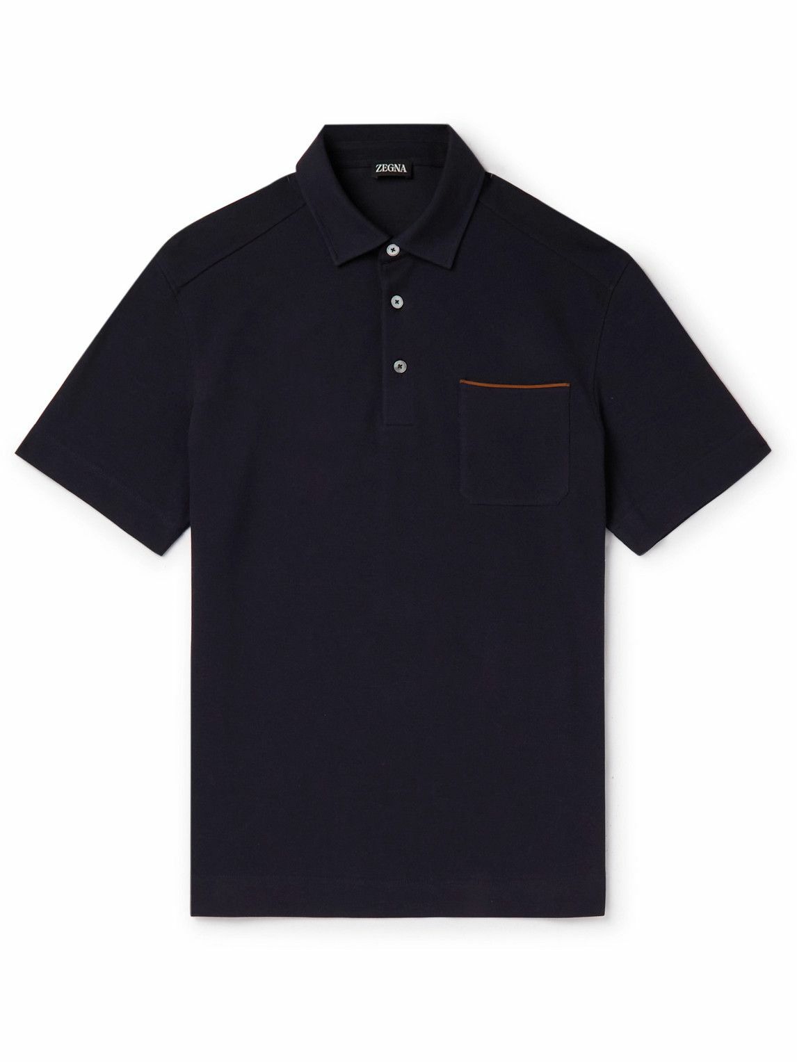 Zegna - Cotton-Piqué Polo Shirt - Blue Zegna