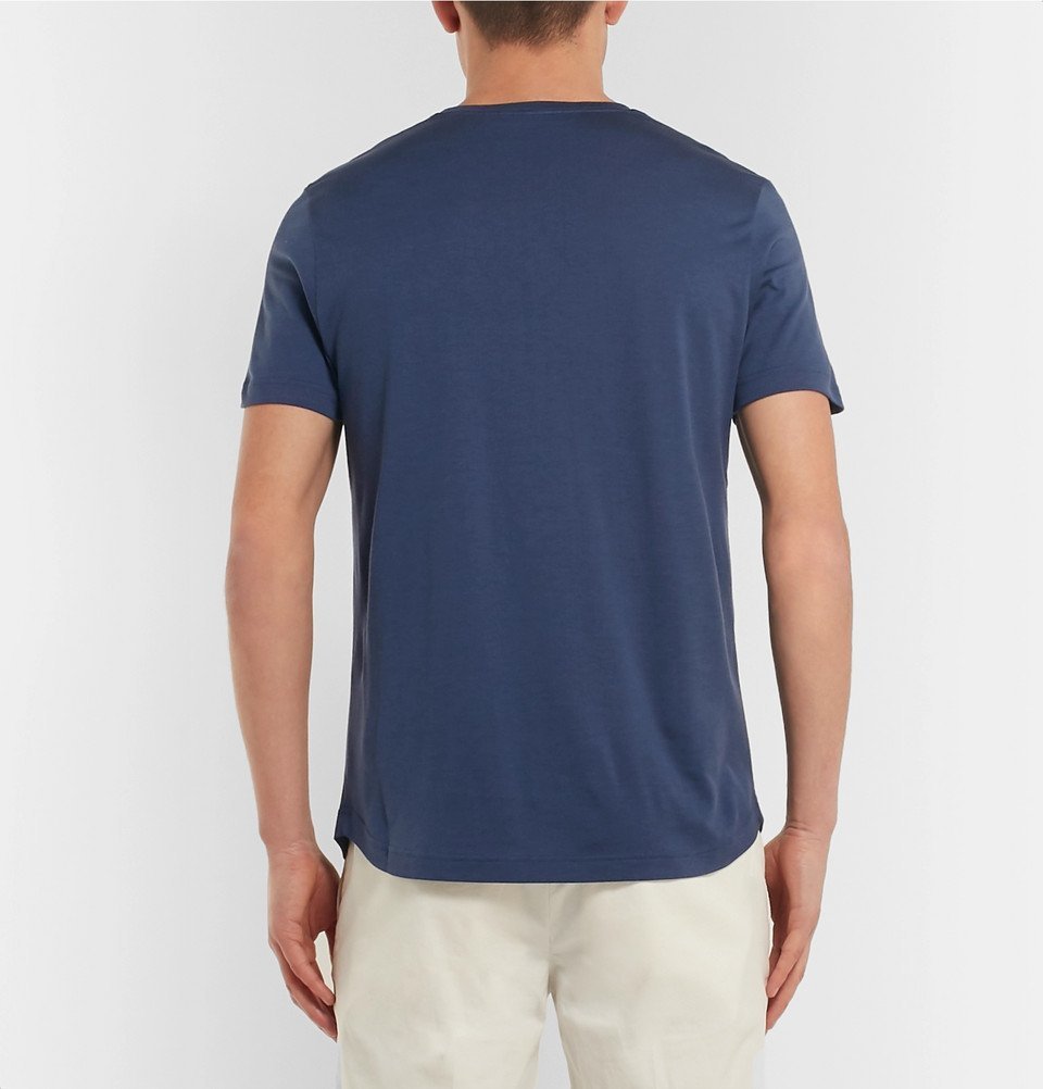 Loro Piana - Silk and Cotton-Blend Jersey T-Shirt - Men - Navy Loro Piana