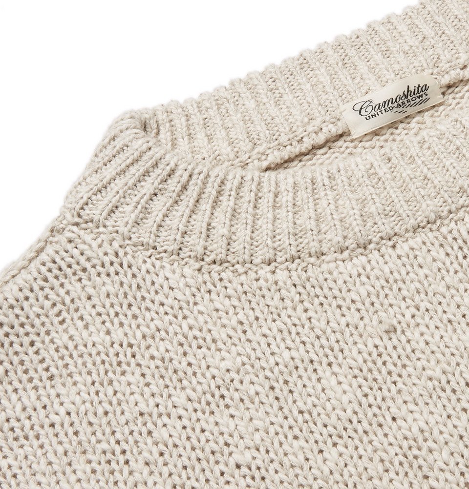 Camoshita - Mélange Cotton and Linen-Blend Sweater - Ecru Camoshita