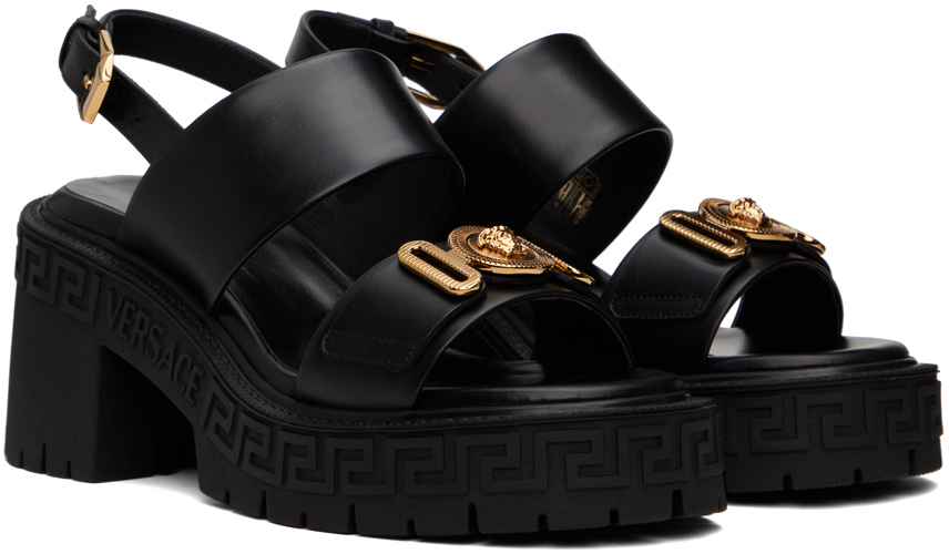 Versace Black Medusa Biggie Heeled Sandals Versace