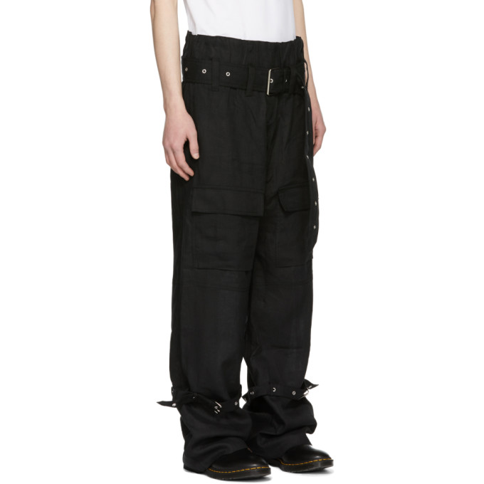 black linen cargo pants