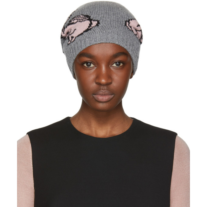 Prada Grey and Pink Rabbits Beanie Prada