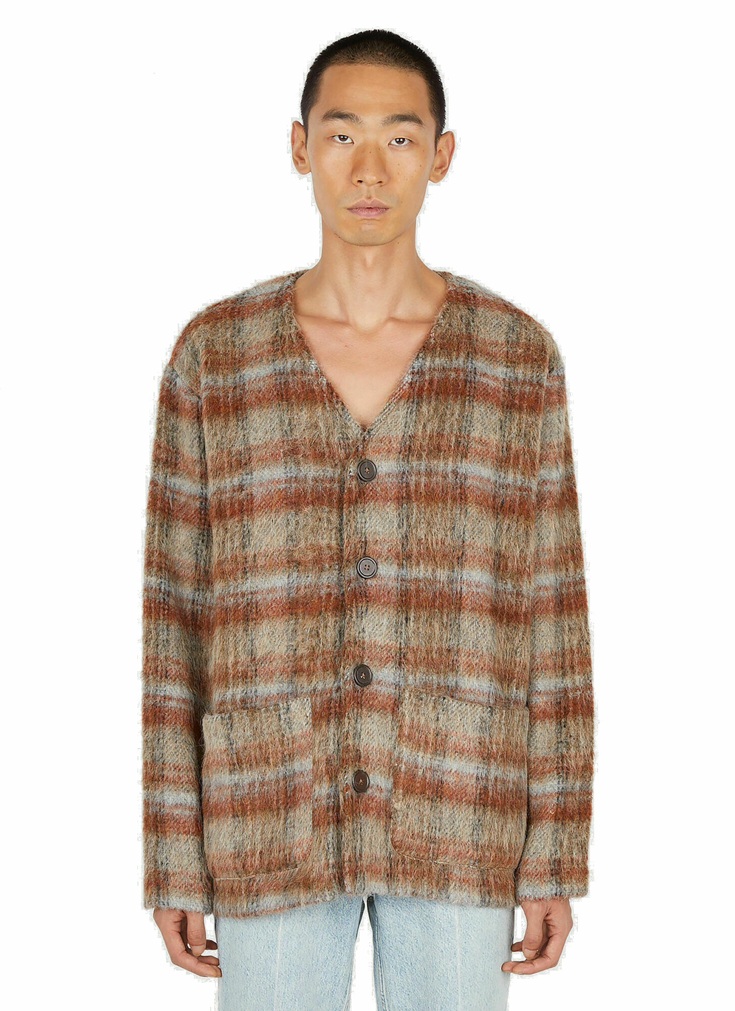 Ament Check Cardigan in Brown Our Legacy