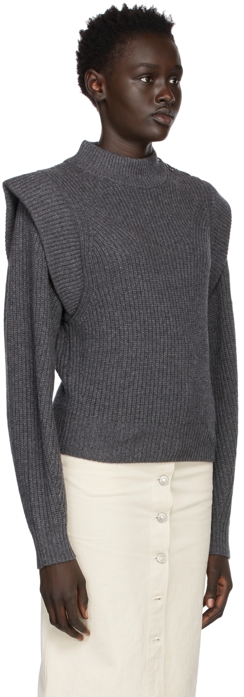 Isabel Marant Grey Peggy Shoulder Button Sweater Isabel Marant