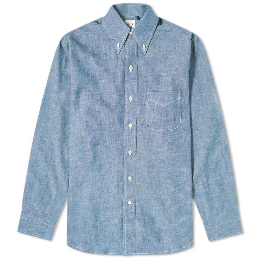 orSlow Men's Button Down Shirt in Chambray orSlow