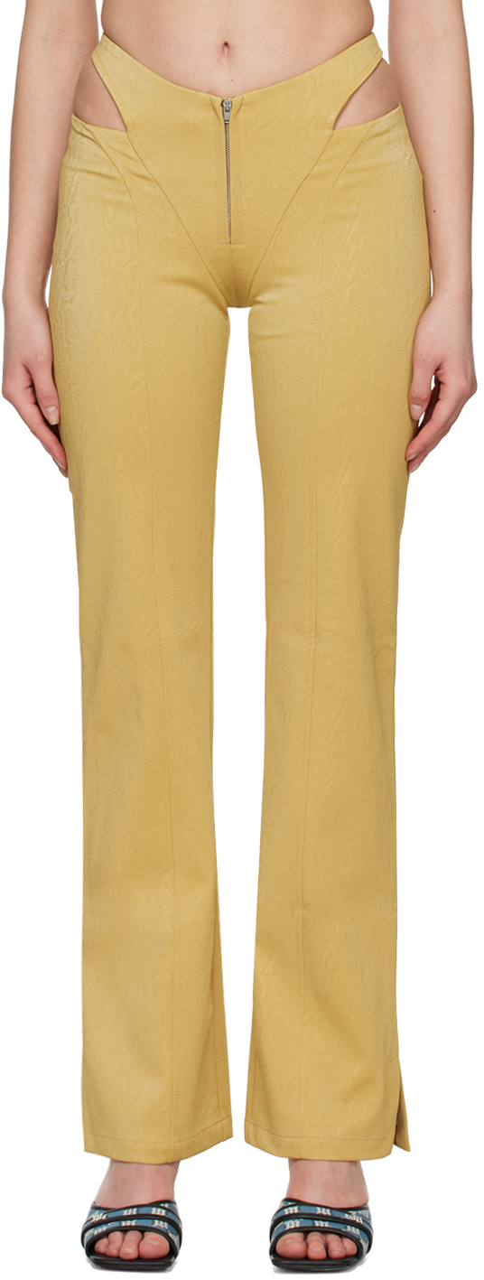 MISBHV Yellow Zip FauxLeather Trousers MISBHV