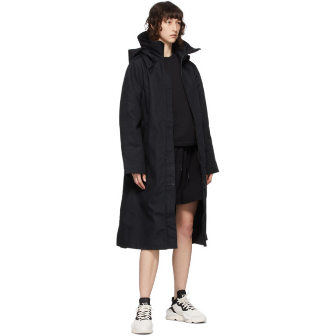 Y-3 Black Bonded Hooded Racer Coat Y-3