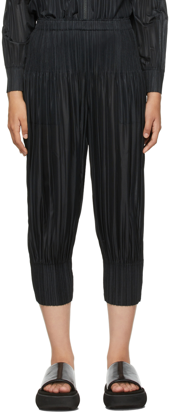 Pleats Please Issey Miyake Black Fluffy Basics Trousers Pleats