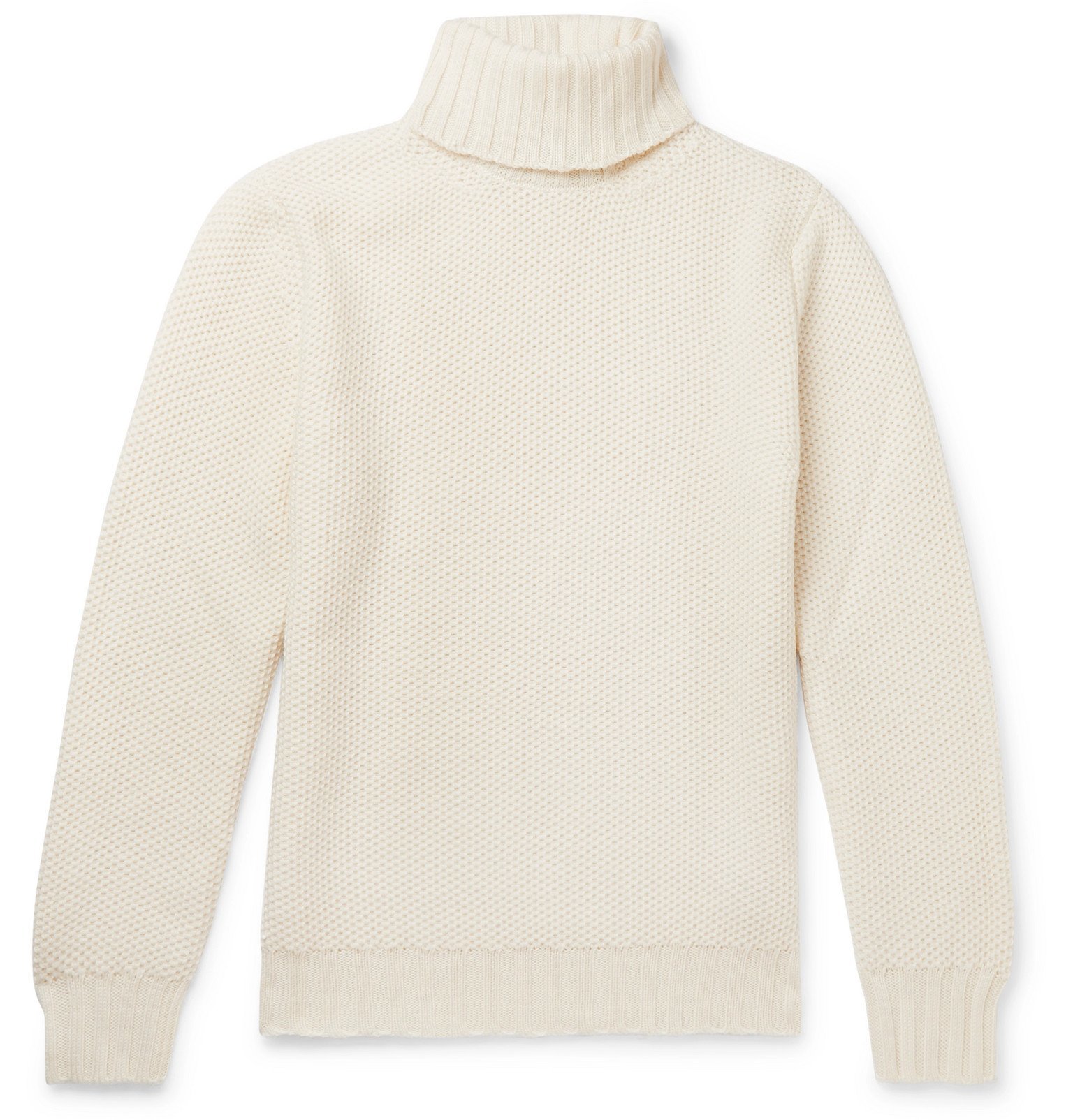 Beams F - Slim-Fit Honeycomb-Knit Merino Wool Rollneck Sweater - White ...