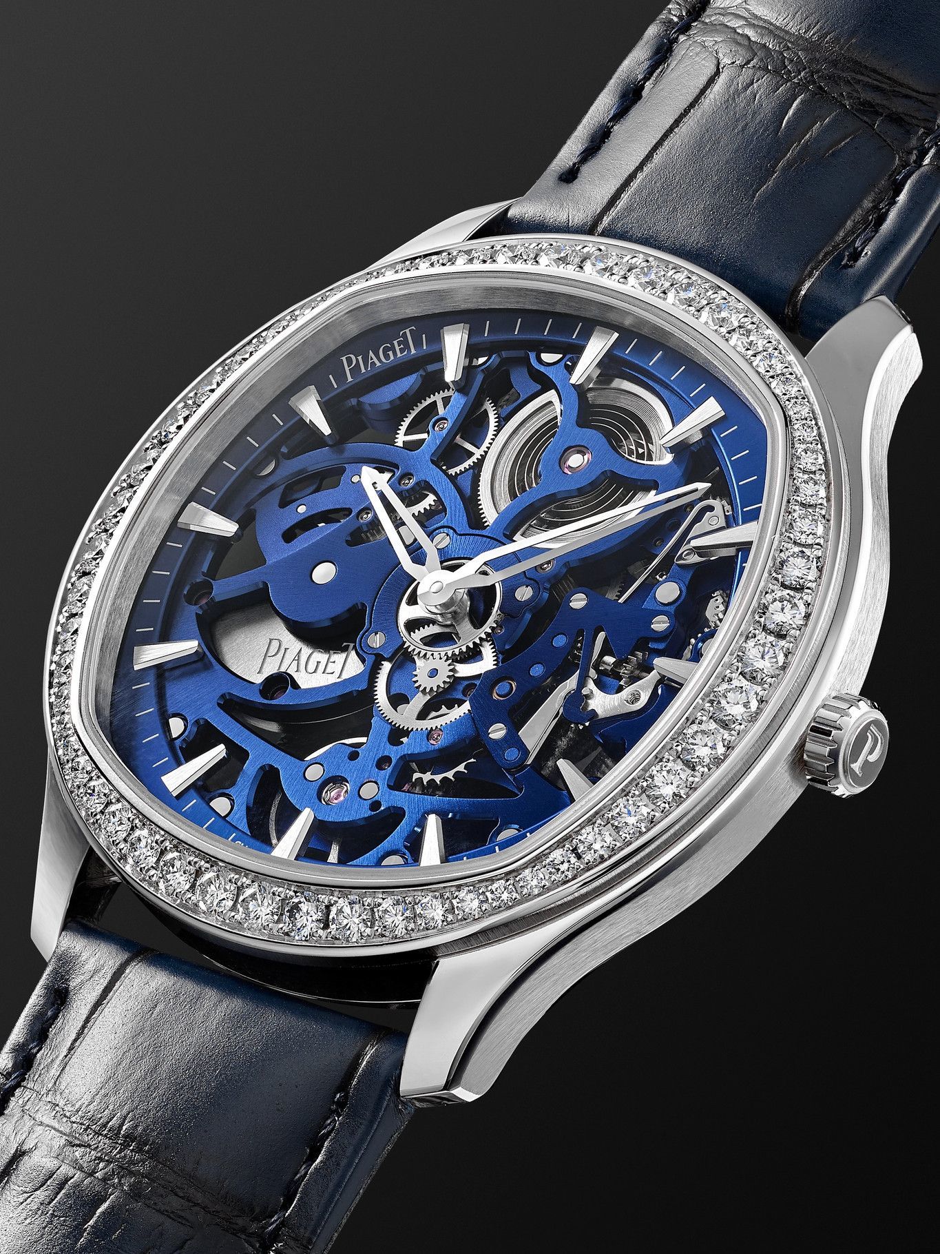 Piaget Polo Skeleton Automatic 42mm 18-karat White Gold in Blue for Men Mens Accessories Watches 
