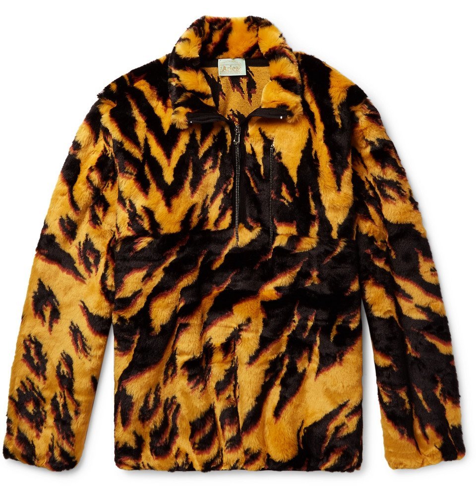 Aries - Leopard-Print Faux Fur Half-Zip Jacket - Men - Yellow ARIES