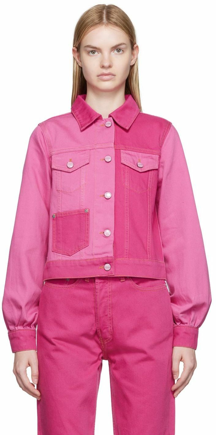 Ganni Camy Denim Jacket in Pink Womens Clothing Jackets Jean and denim jackets 