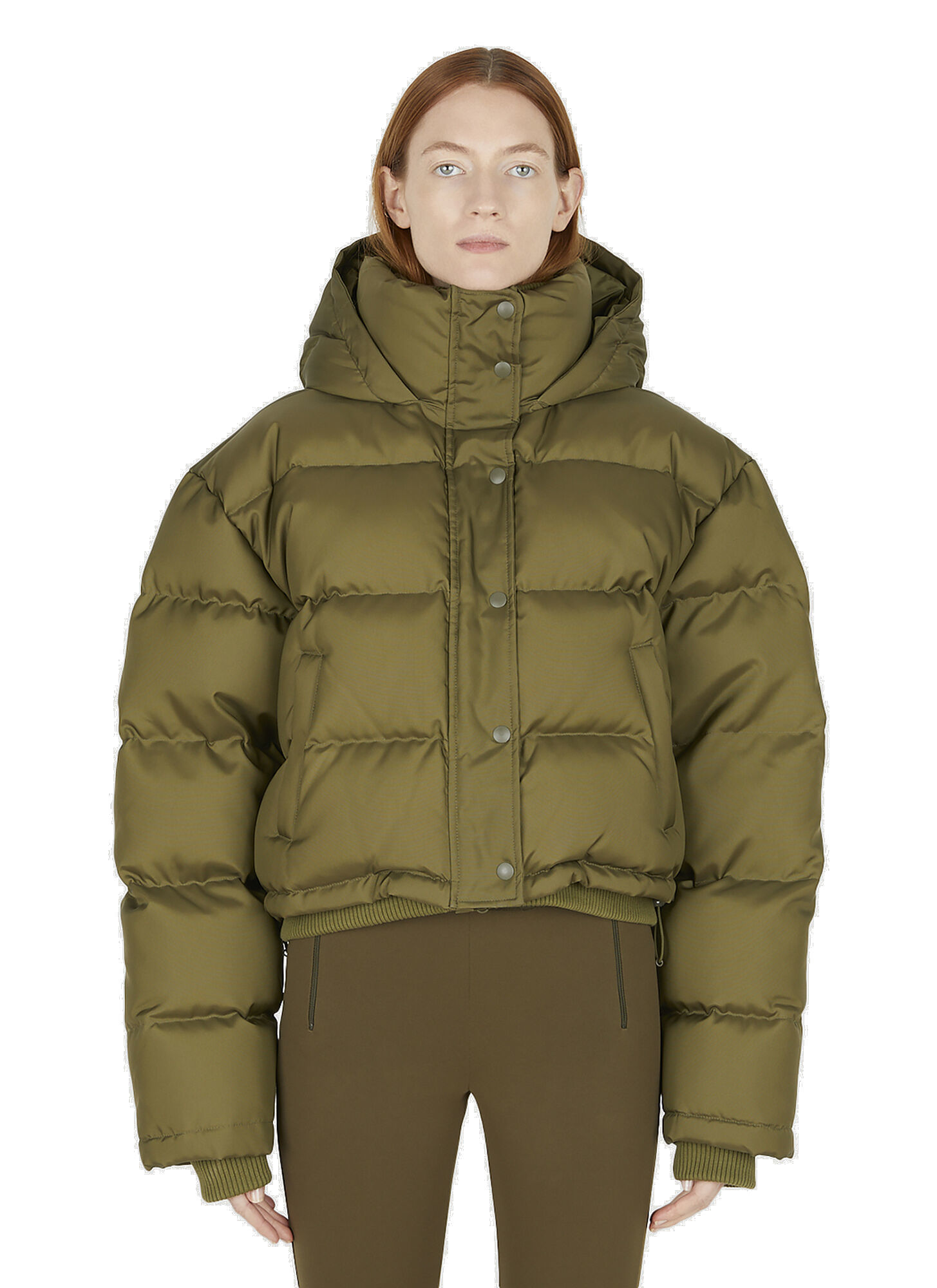 Hooded Military Puffer Jacket in Khaki WARDROBE.NYC