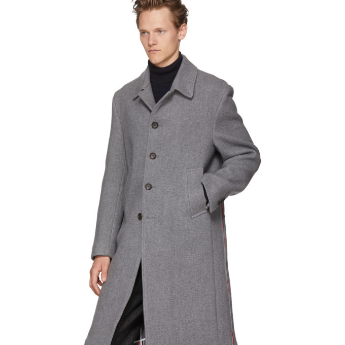 Thom Browne Grey Wool and Cashmere Bal Collar Coat Thom Browne