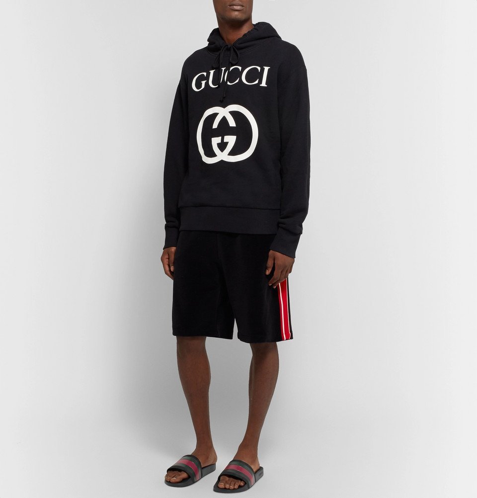 gucci striped rubber slides