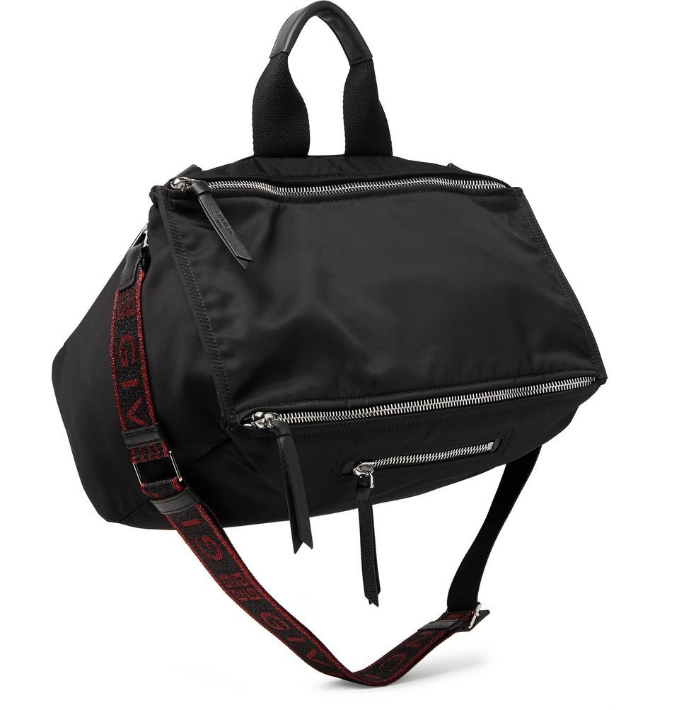 Leather-Trimmed Shell Messenger Bag 