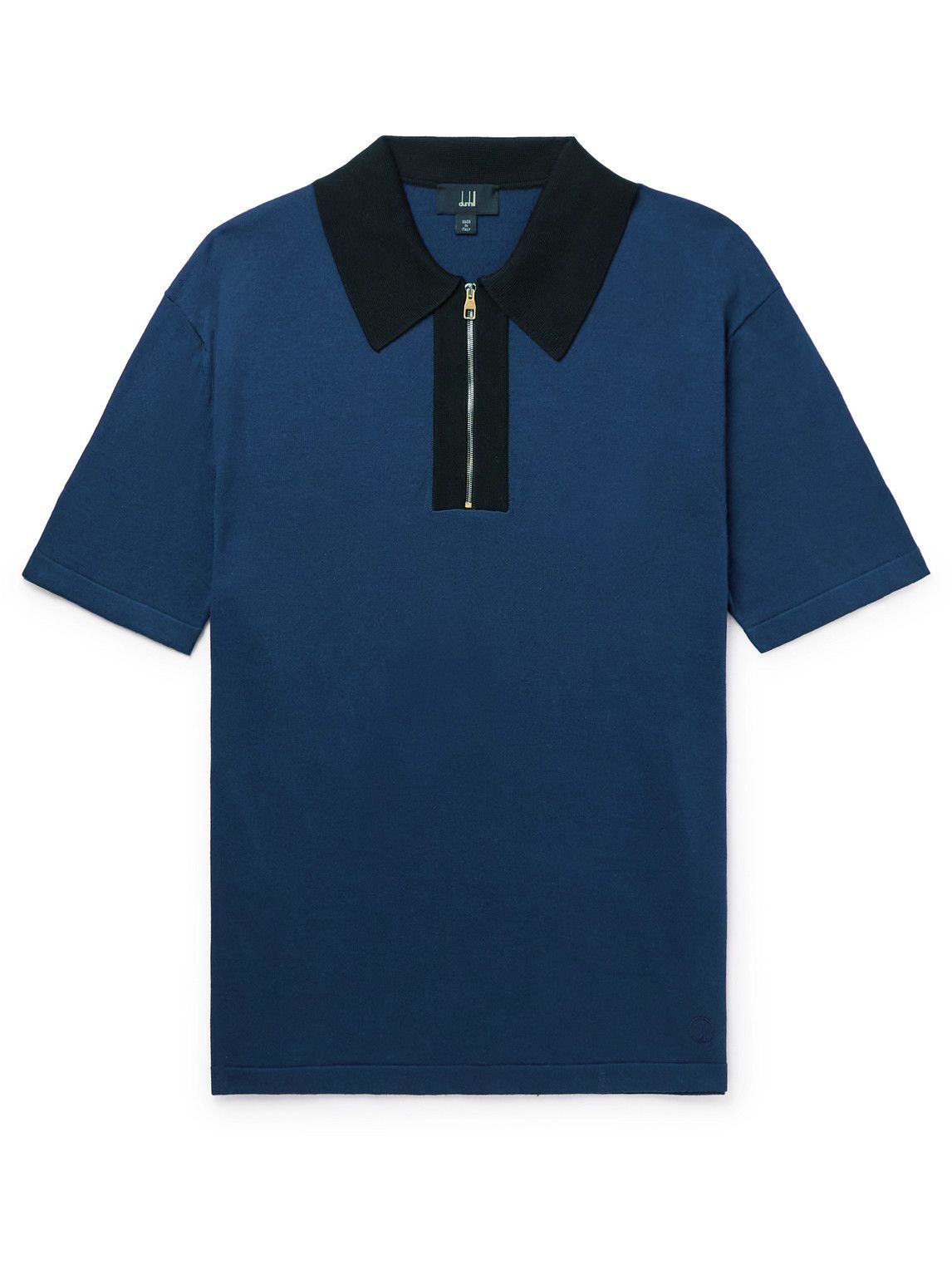 Dunhill - Cotton and Mulberry Silk-Blend Half-Zip Polo Shirt - Blue Dunhill