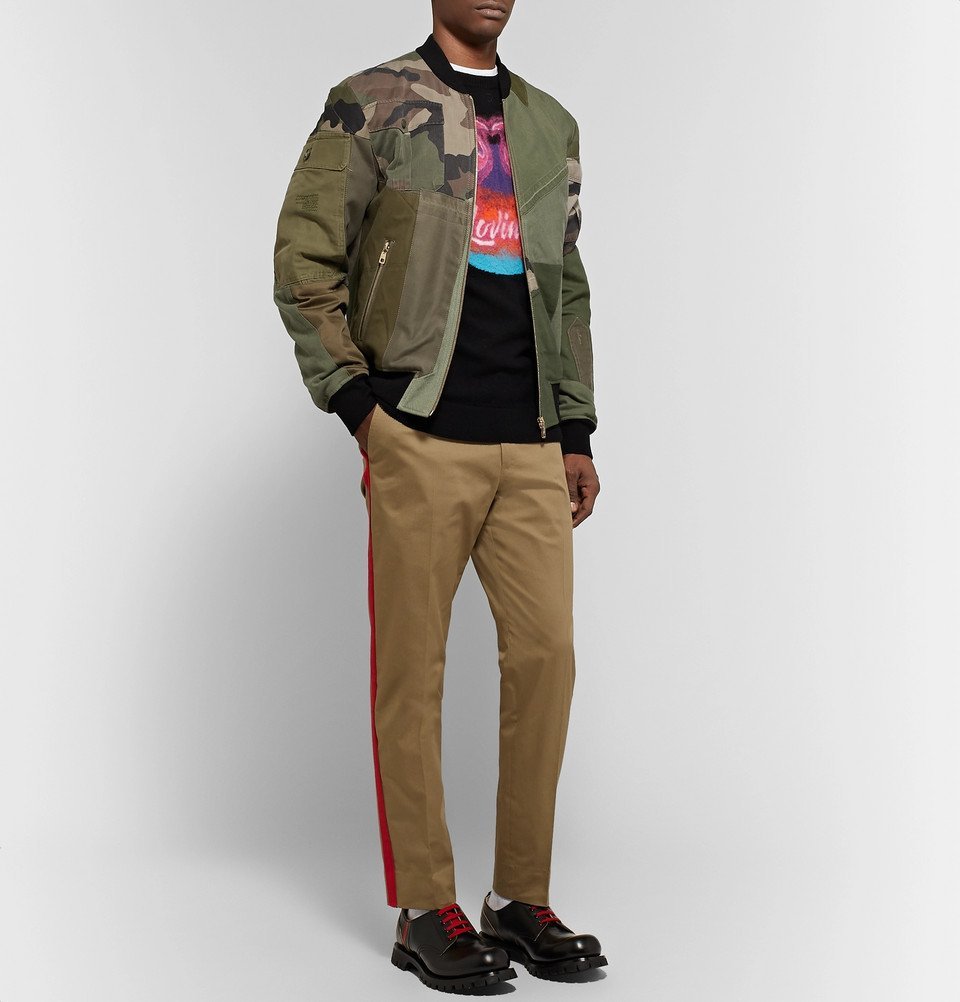 green canvas bomber jacket