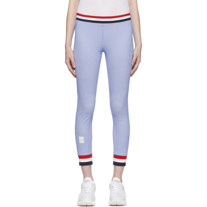Thom Browne Blue Seersucker Leggings 