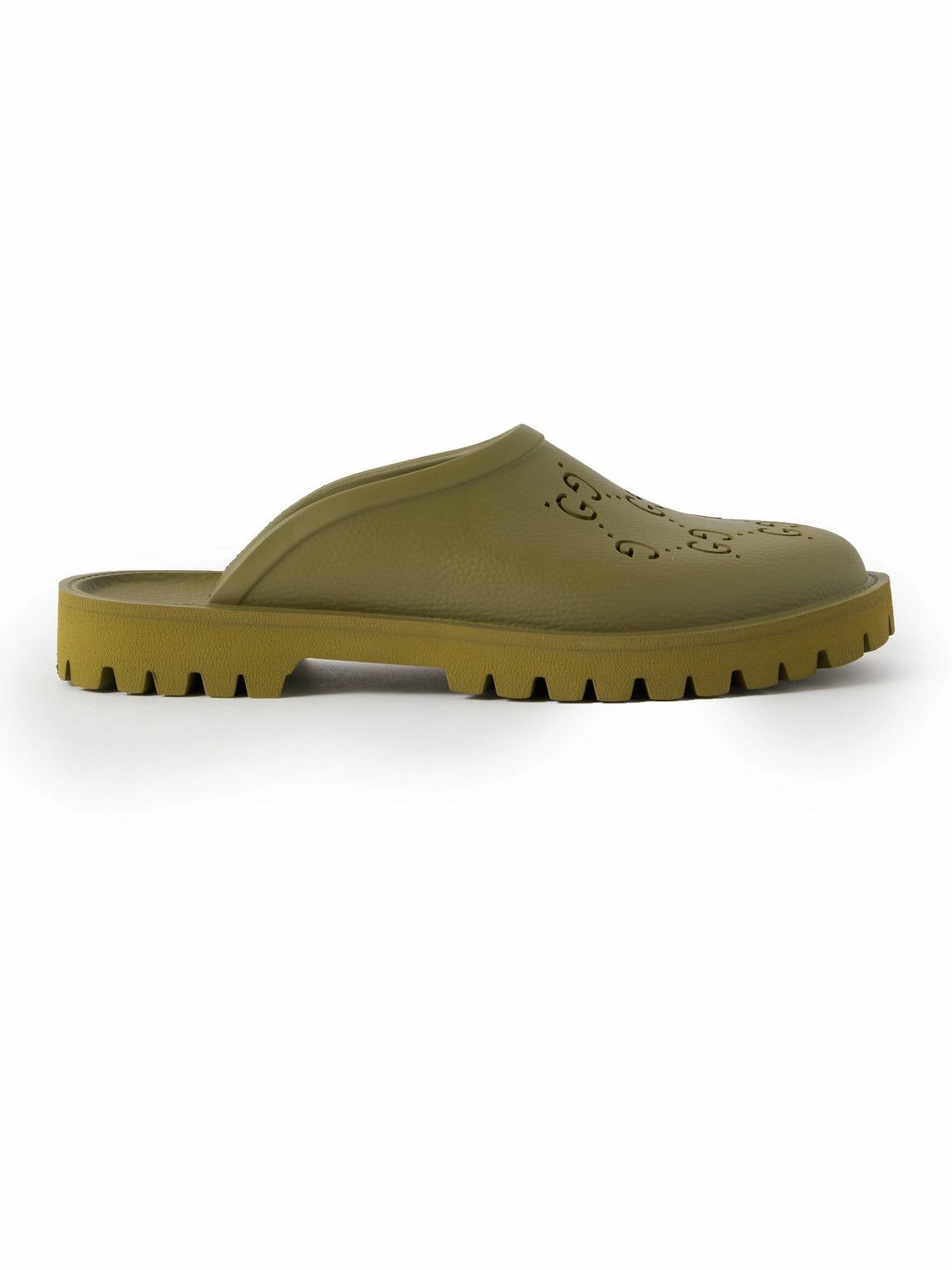 GUCCI LogoPerforated Rubber Clogs Green Gucci