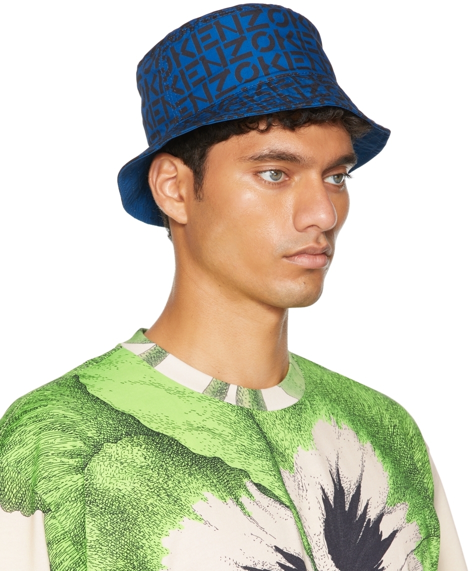 Kenzo Reversible Blue Monogram Bucket 