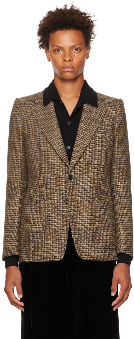 Dries Van Noten Brown Houndstooth Blazer Dries Van Noten