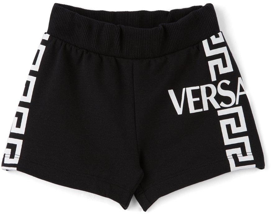 Versace Baby Black Greca Logo Shorts Versace