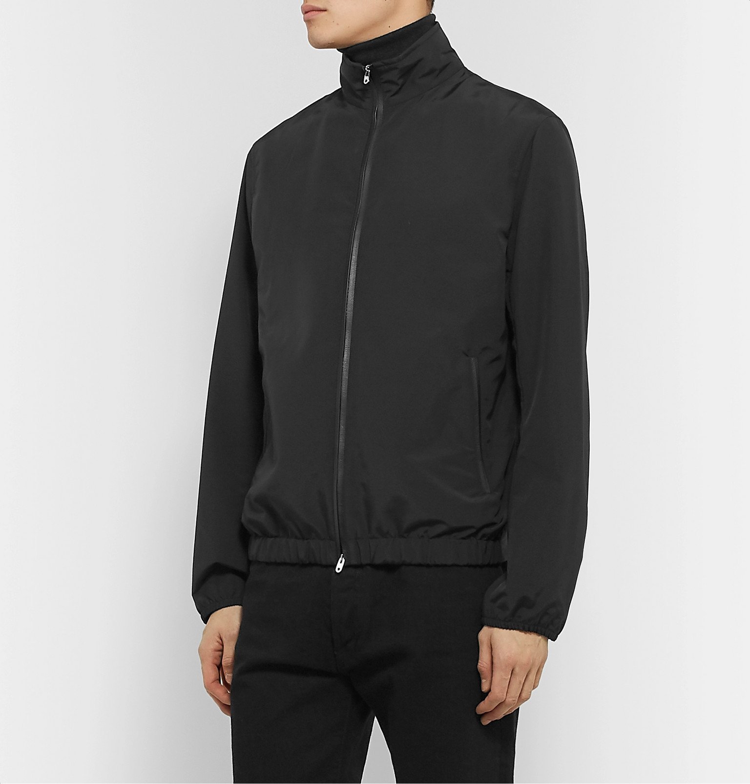 The Row - Leo Leather-Trimmed Wool-Blend Blouson Jacket - Black The Row