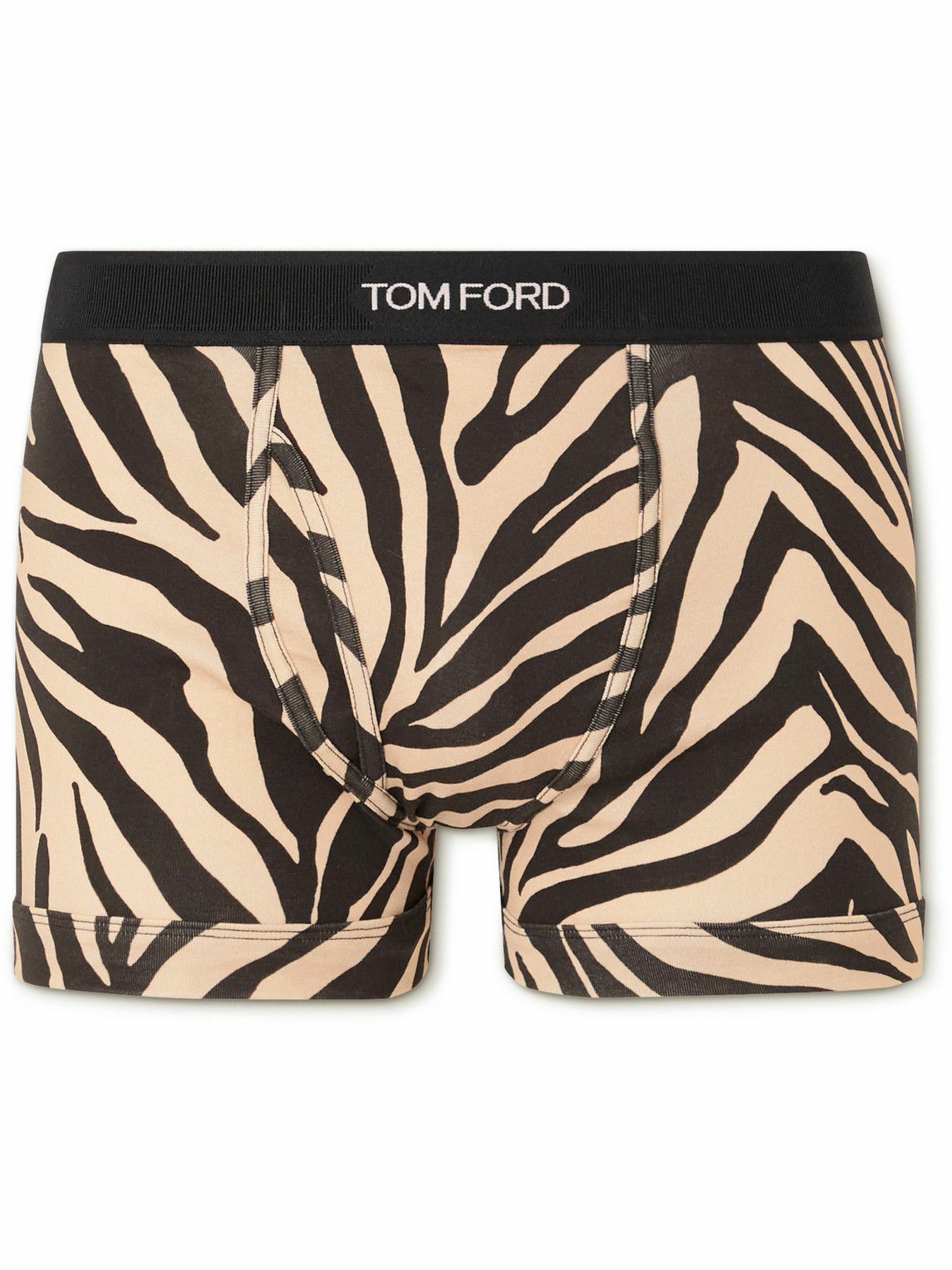 TOM FORD - Zebra-Print Stretch-Cotton Boxer Briefs - Black TOM FORD