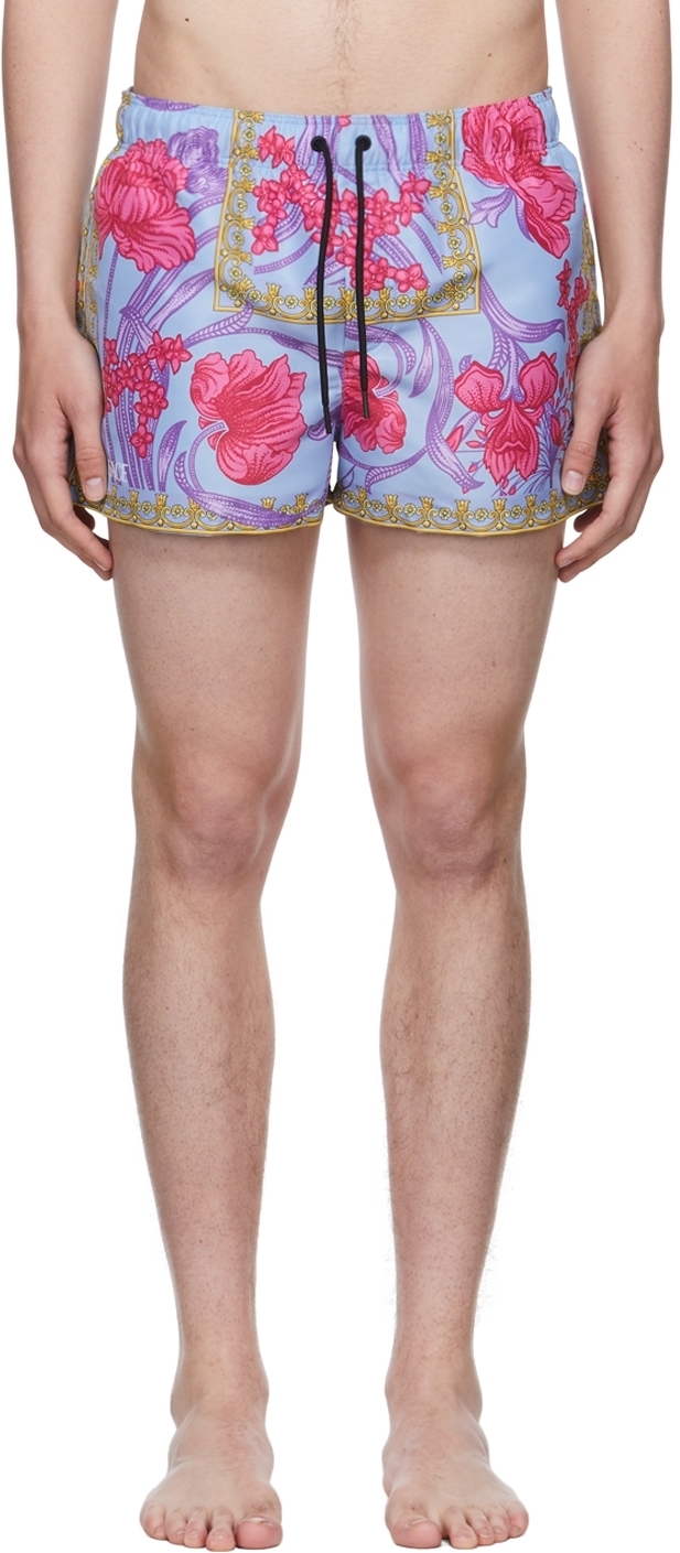 Versace Underwear Blue Polyester Swim Shorts Versace Underwear