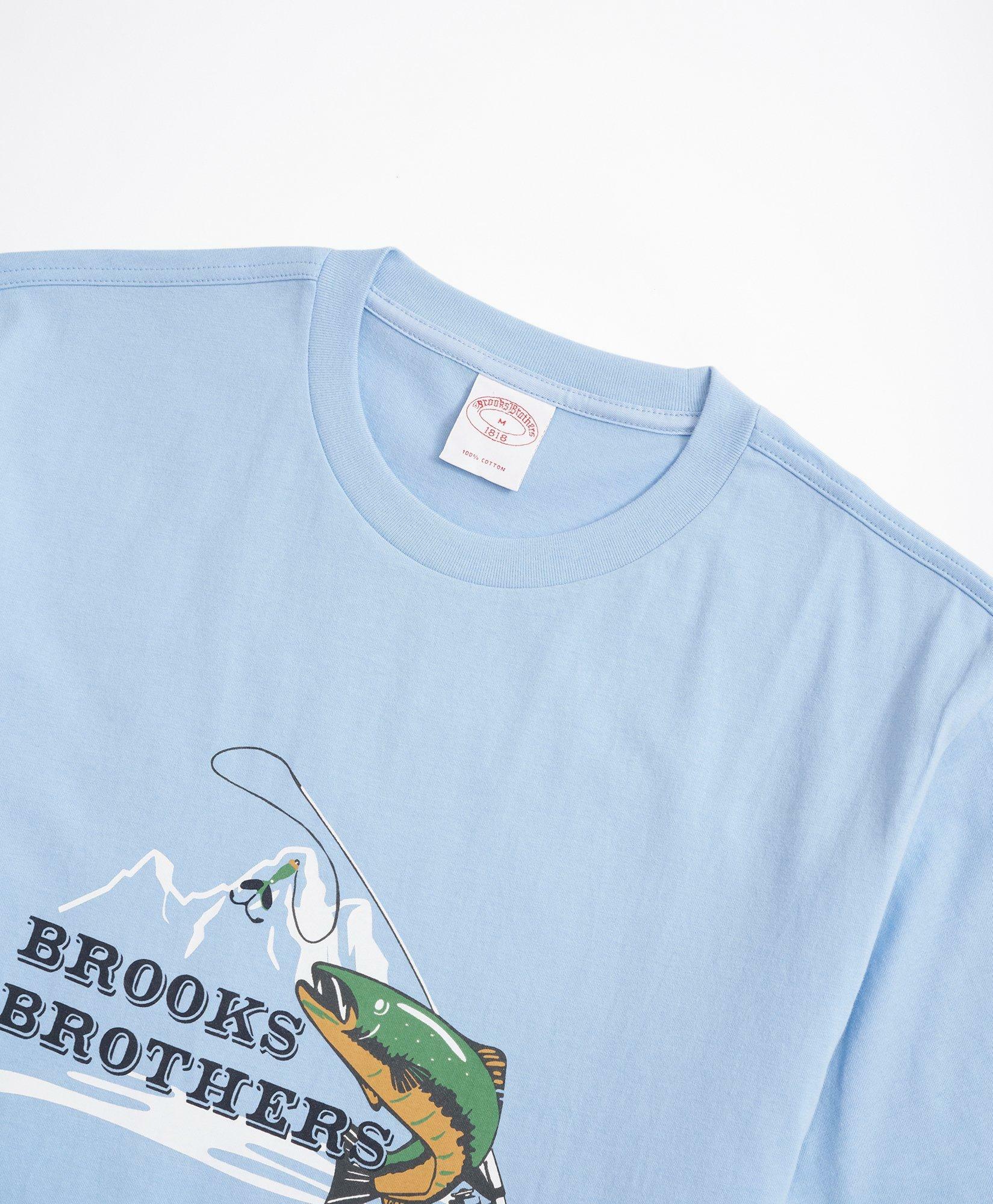 Brooks Brothers Men's Fish Graphic T-Shirt | Light Blue