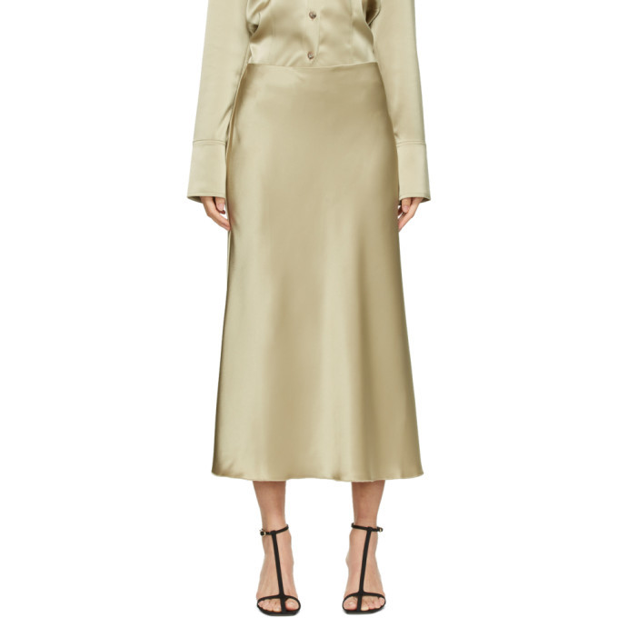 beige mid calf length skirts
