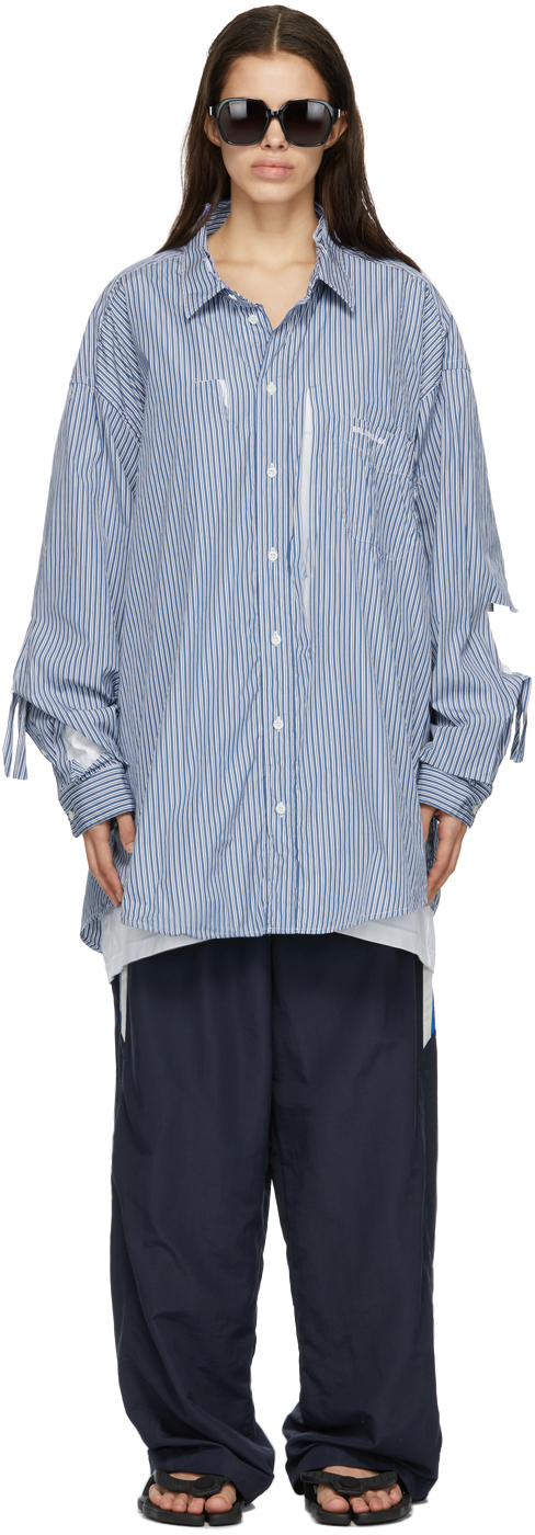 Balenciaga Blue Destroyed Shirt Balenciaga